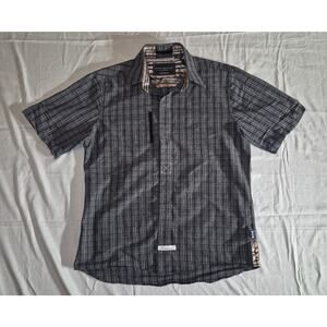 Black and White Pinstripe Scott Weiland Button Down Short Sleeve Shirt Size L